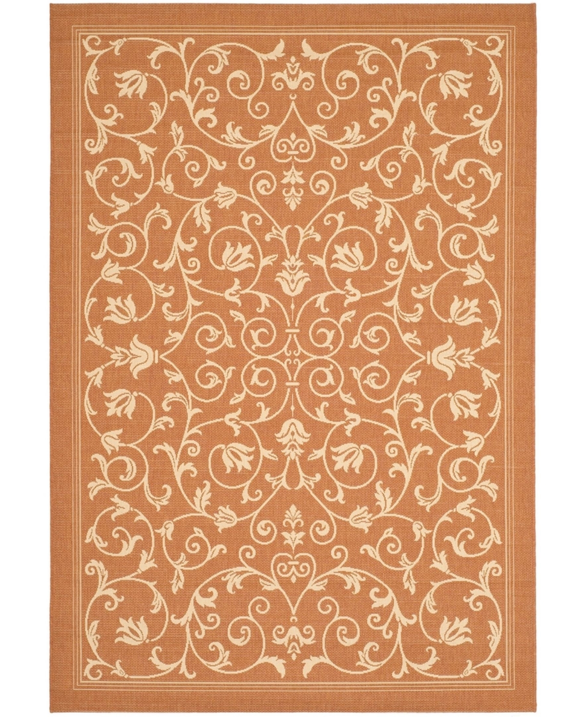 Safavieh Courtyard CY2098 Terracotta and Natural 5'3" x 7'7" Outdoor Area Rug