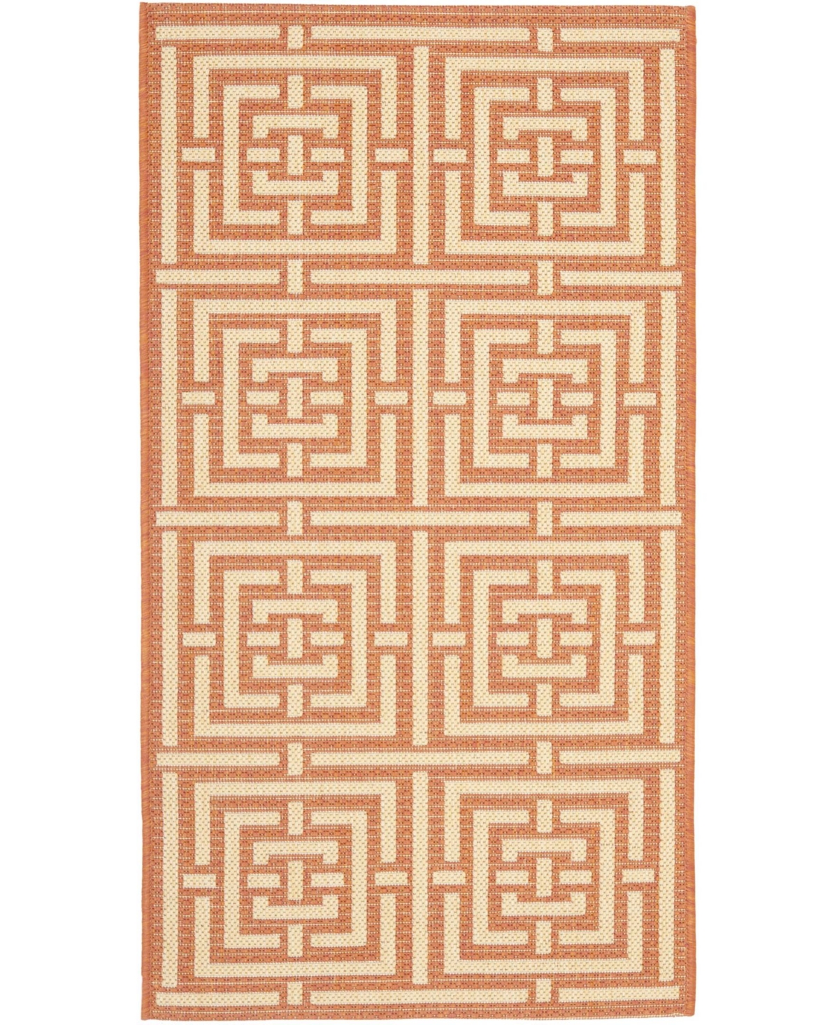 Safavieh Courtyard Terracotta and Cream 9' x 12' Outdoor Area Rug - Terracotta