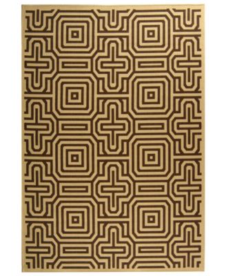 Courtyard Natural and Brown 6'7" x 6'7" Square Outdoor Area Rug