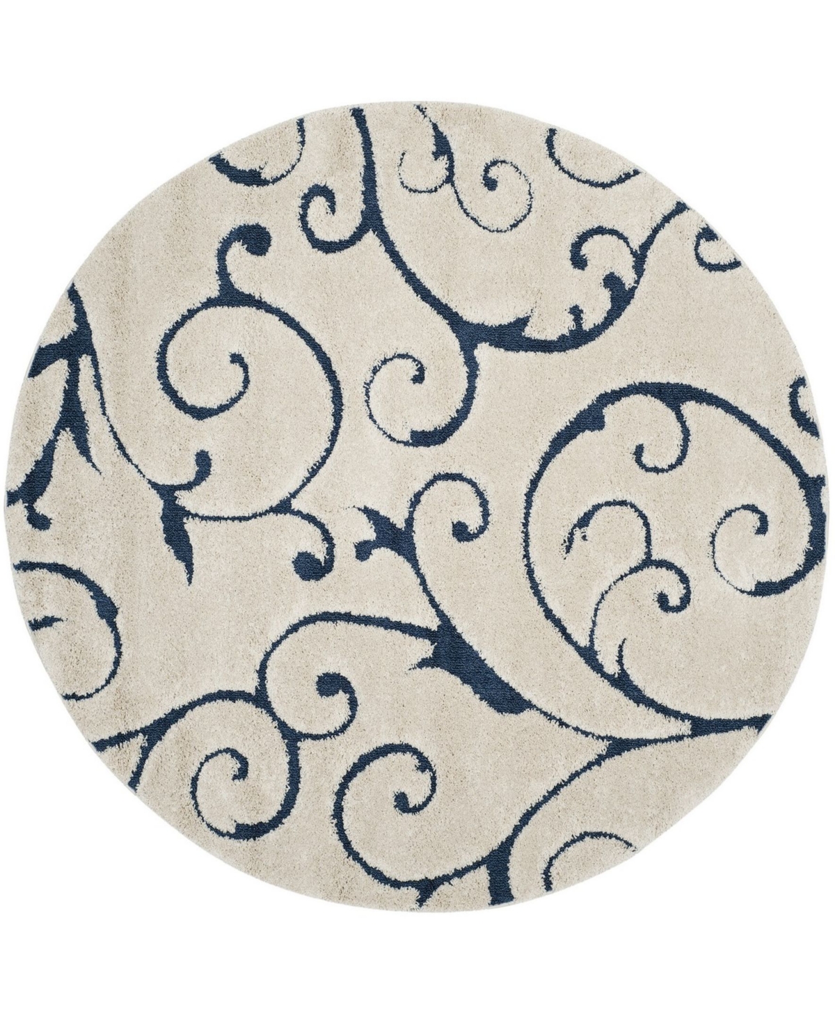 Safavieh Shag 6'7in x 6'7in Round Area Rug - Cream/Blue