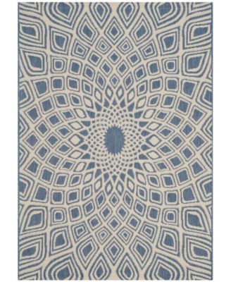 Courtyard CY6616 Blue and Beige 5'3" x 7'7" Sisal Weave Outdoor Area Rug