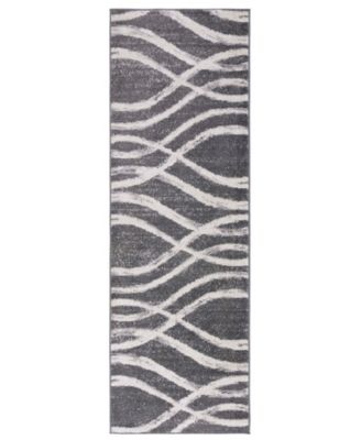 Adirondack Charcoal and Ivory 2'6" x 6' Runner Area Rug