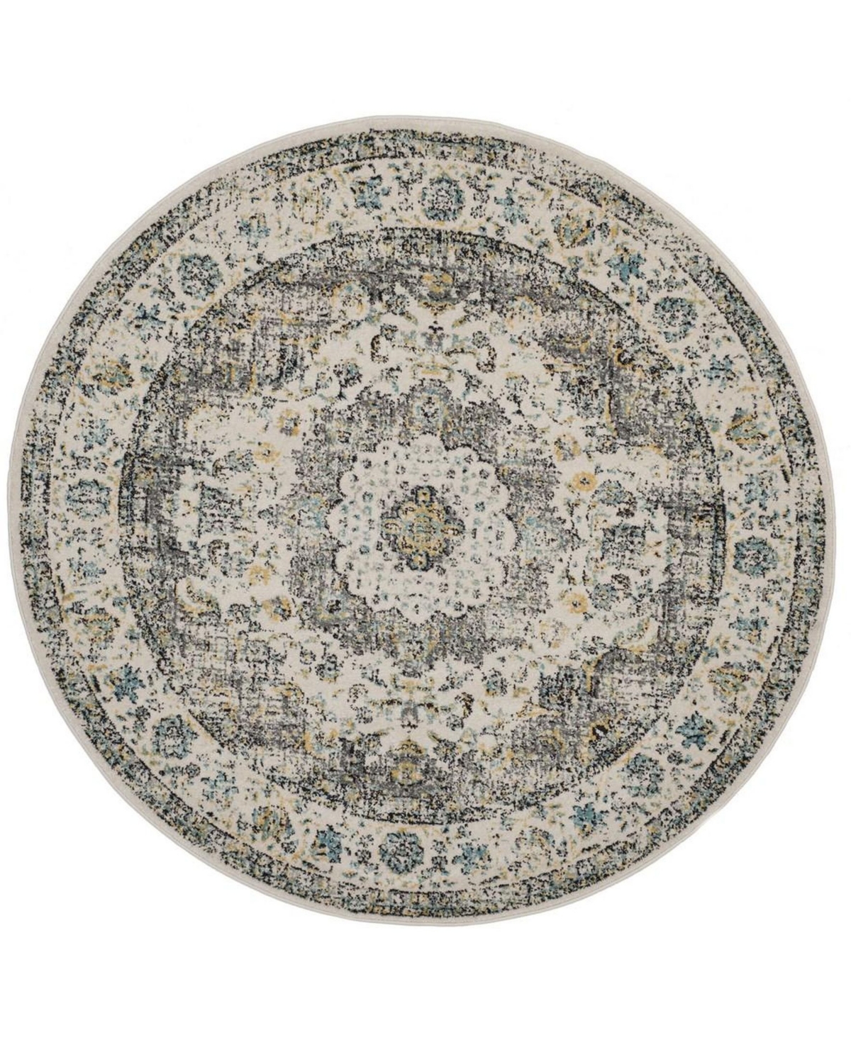 Safavieh Evoke Gray and Gold 9' x 9' Round Area Rug - Gray