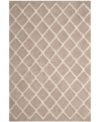 Adriana Shag Beige and Cream 6'7" x 6'7" Round Area Rug