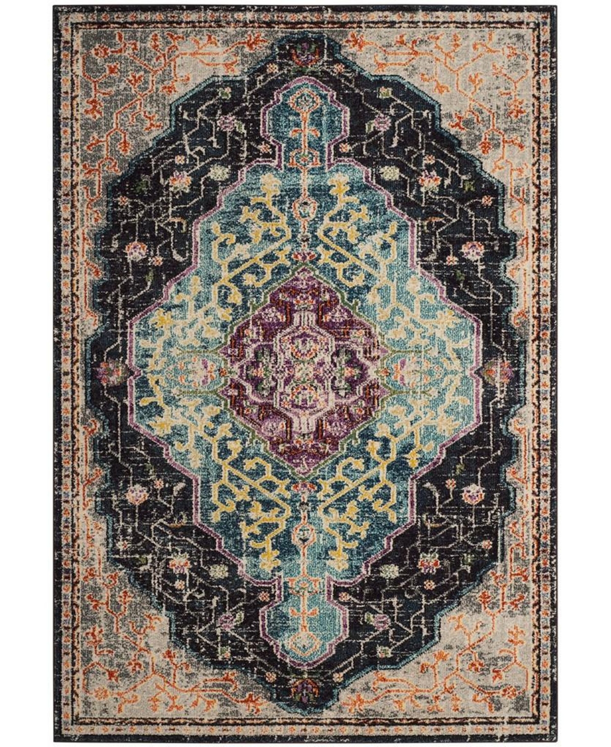 Safavieh Monaco Black and Blue 6'7in x 9'2in Area Rug - Black