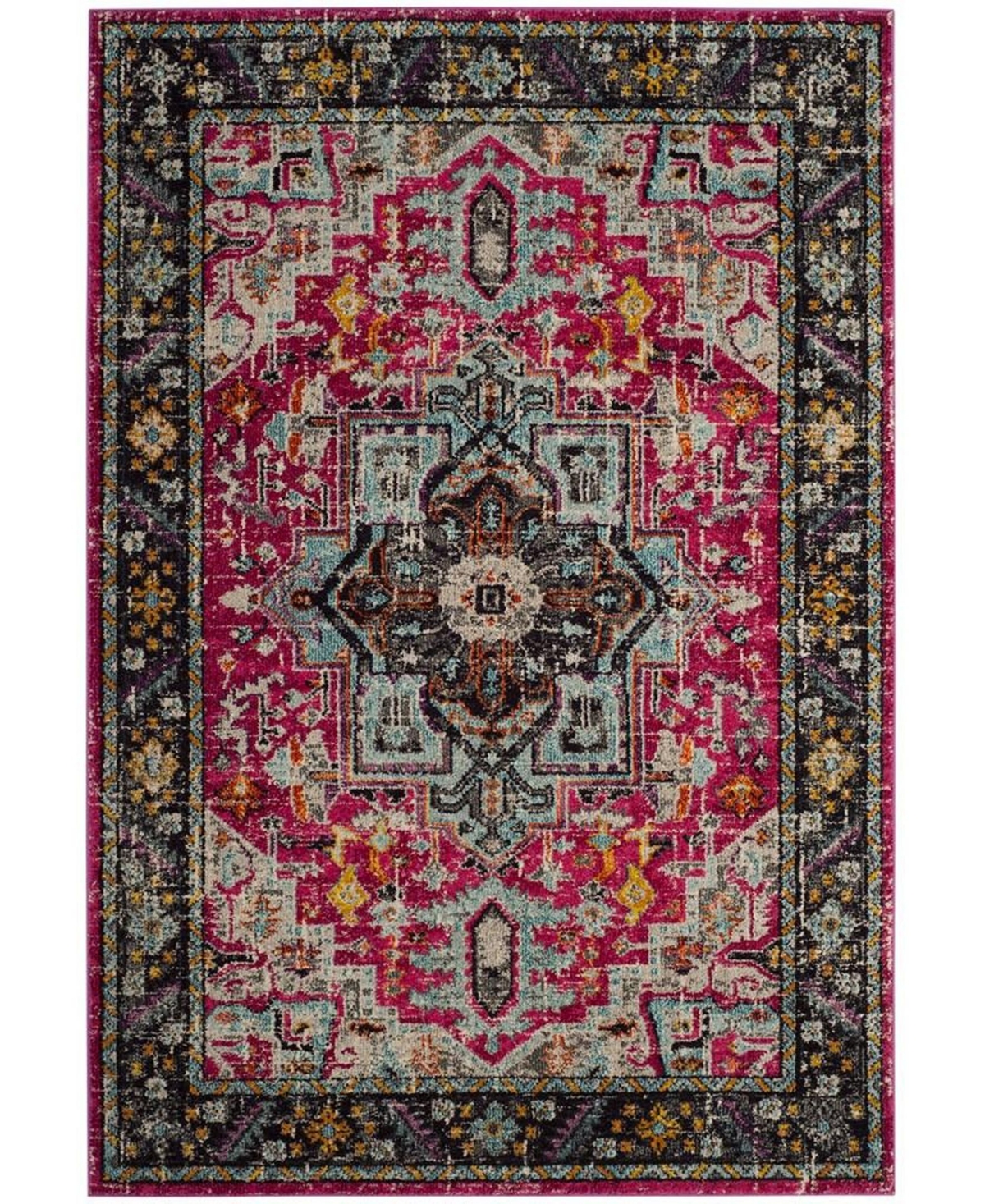 Safavieh Monaco Fuchsia and Gray 6'7in x 9'2in Area Rug - Fuchsia