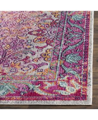 Crystal Light Blue and Fuchsia 4' x 6' Area Rug