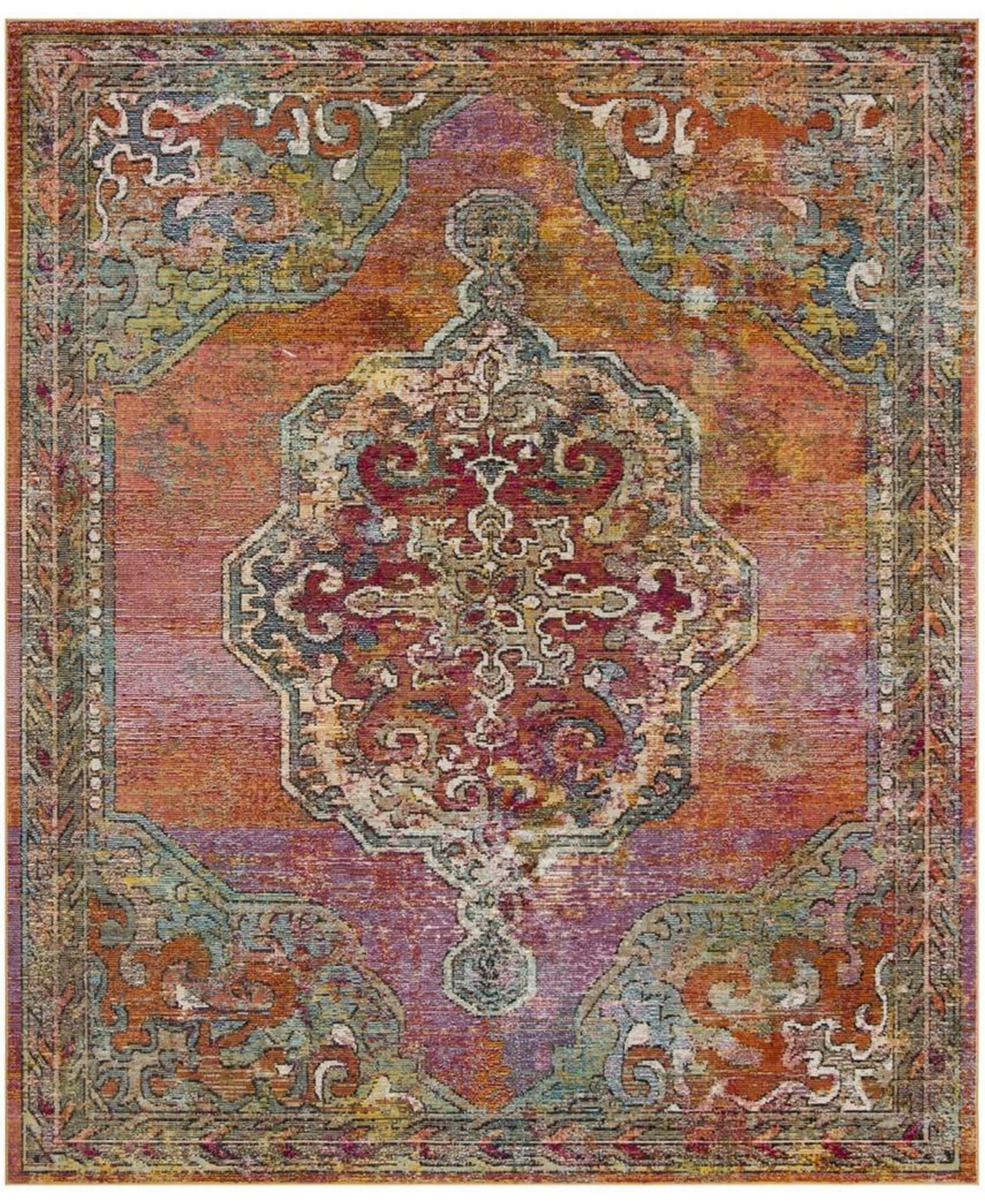 Safavieh Crystal Orange and Light Blue 11' x 16' Rectangle Area Rug - Orange