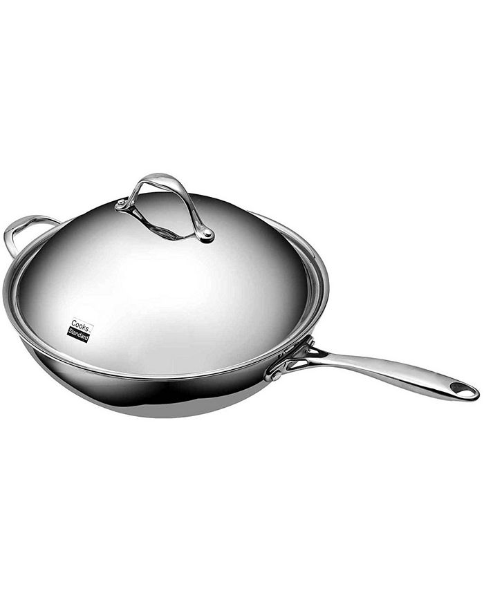 Cooks Standard 13" MultiPly Clad Stainless Steel Wok Stir Fry Pan with