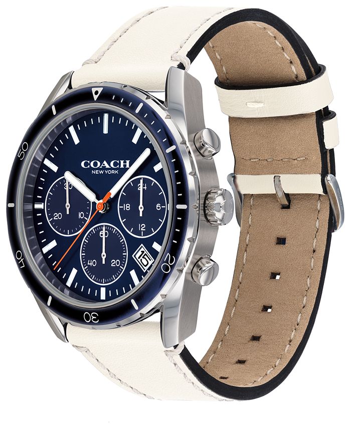 COACH Men's Chronograph Thompson Sport Chalk Leather Strap Watch 41mm