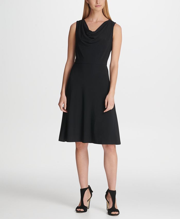 DKNY Cowlneck Fit & Flare Dress, Created for Macy's & Reviews - Dresses ...