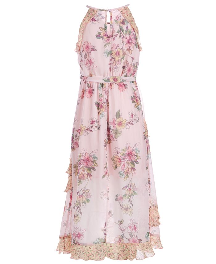 Pink & Violet Big Girls Ruffled Floral-Print Maxi Dress - Macy's