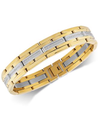 Diamond Link Bracelet (1/2 ct. t.w.) in Stainless Steel & Gold Ion-Plate