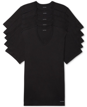 Calvin Klein Men's 5-Pk Cotton Classics Slim V-Neck Undershirts