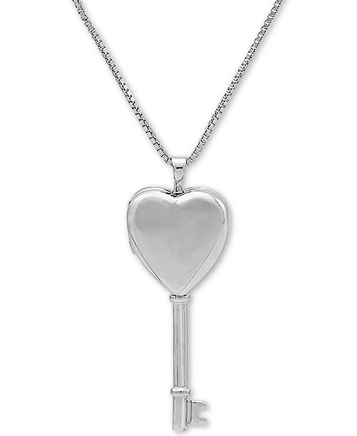 Macy's Heart Key Locket 18" Pendant Necklace in Sterling Silver Macy's