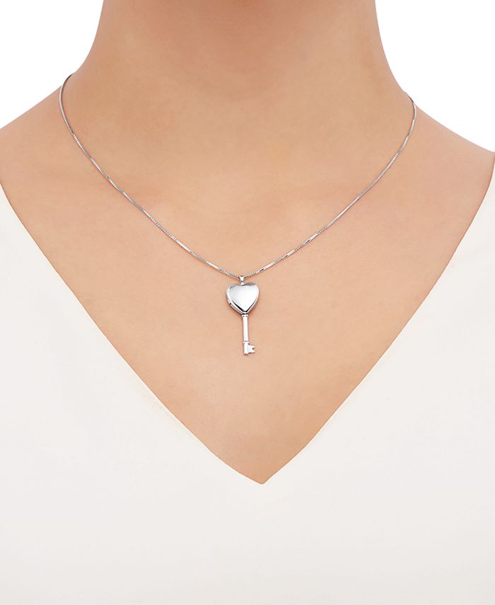 Macy's Heart Key Locket 18" Pendant Necklace in Sterling Silver Macy's
