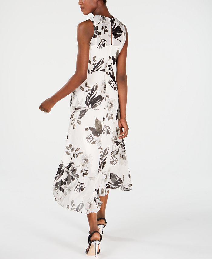 Calvin Klein Floral-Print Surplice Midi Dress - Macy's