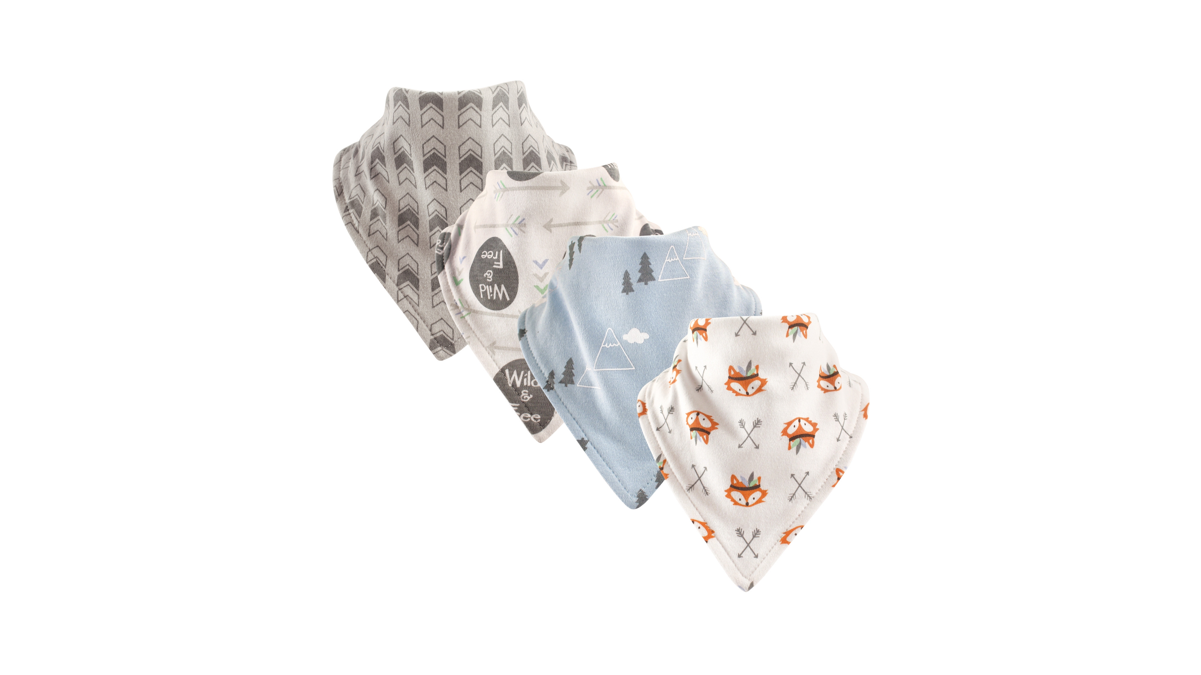 Luvable Friends Bandana Bibs, 4-Pack, Wild and Free, One Size