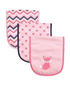 Luvable Friends Babies' Burp Cloth, 3-pack, One Size In Pink Foxy