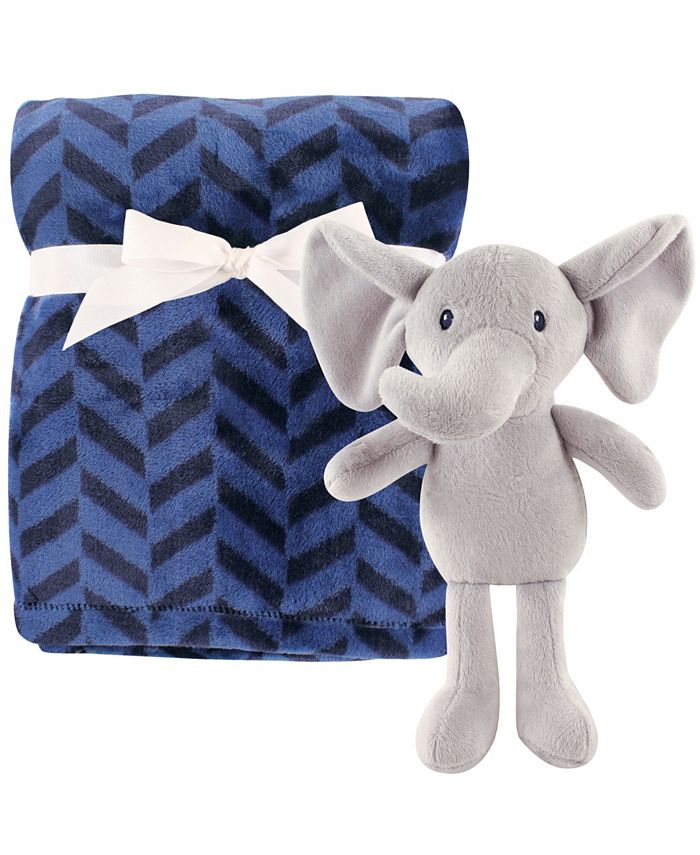 Hudson Baby Plush Blanket and Toy, 2Piece Set, Boy Elephant, One Size