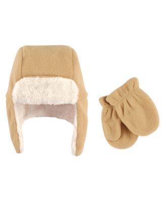 Baby Boys Hudson Unisex Fleece Ear-Flap Winter Hat and Matching Mitts