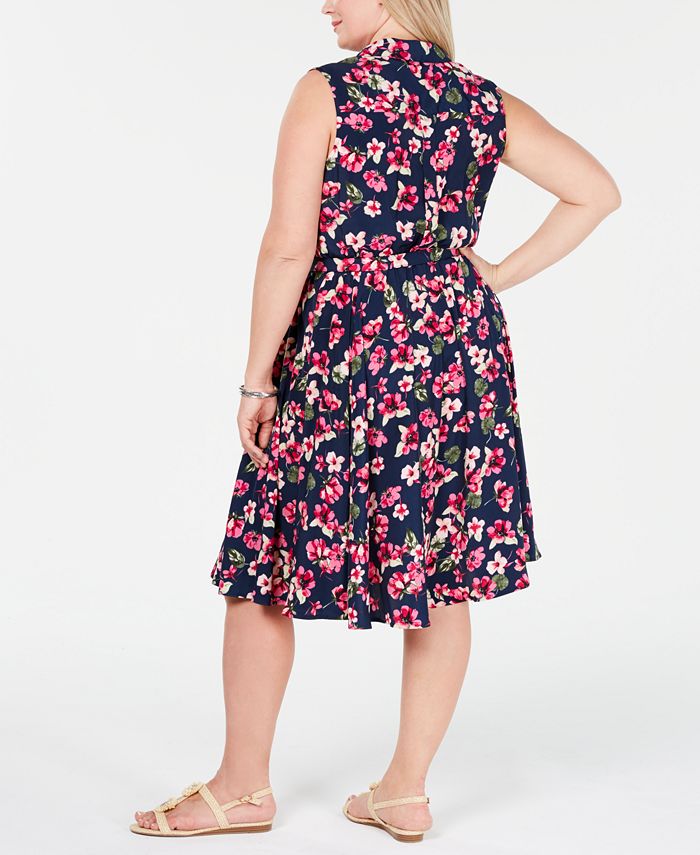Charter Club Plus Size Belted Floral-Print Dress, Created for Macy's ...