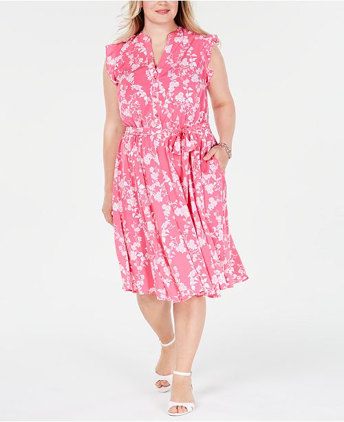 Charter Club Plus Size Belted Floral Print Dress Created For Macy S