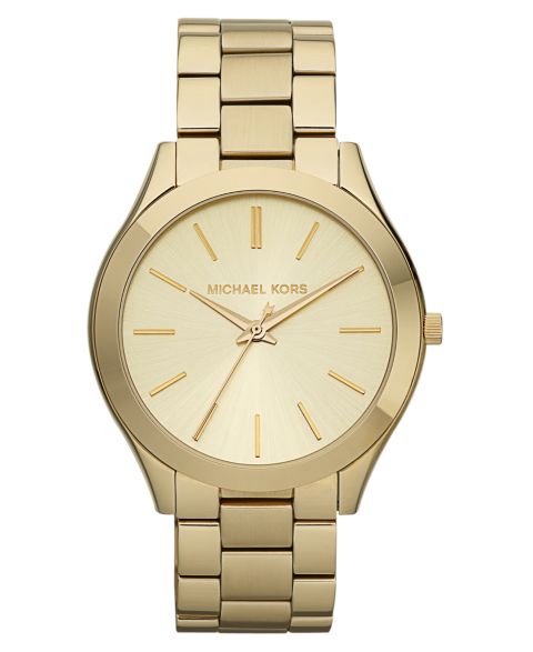 Часы Michael Kors Unisex Slim Runway Gold-Tone Stainless Steel Bracelet Watch 42mm, цвет: Золотой