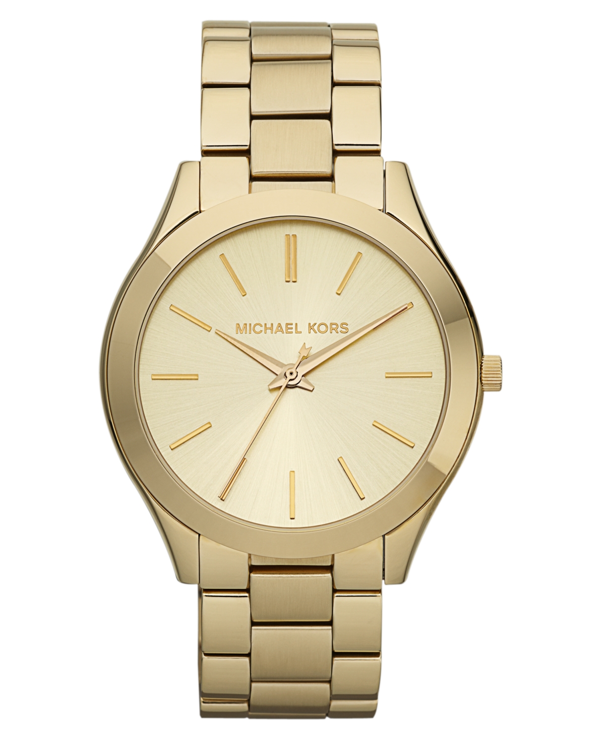 Michael Kors Unisex Slim Runway Gold-tone Stainless Steel Bracelet Watch 42mm In Gold,gold