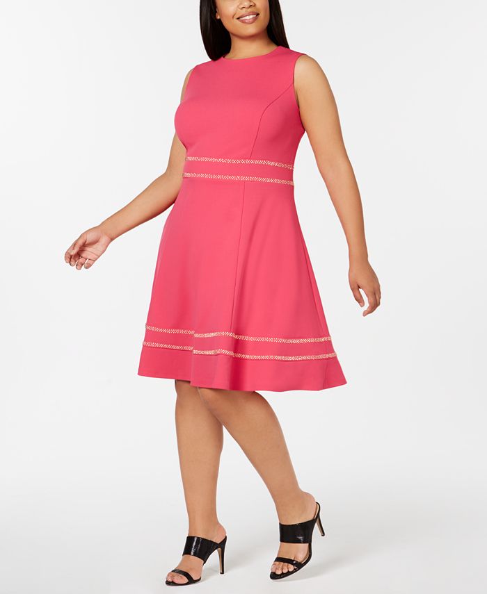 Calvin klein fit and clearance flare dress plus size