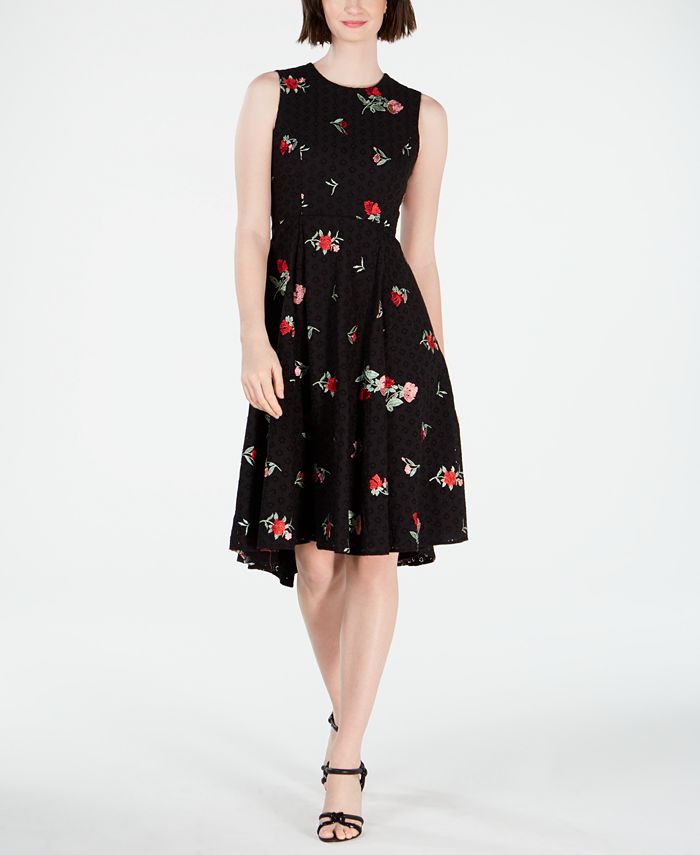 Calvin Klein Embroidered Eyelet Fit & Flare Dress - Macy's