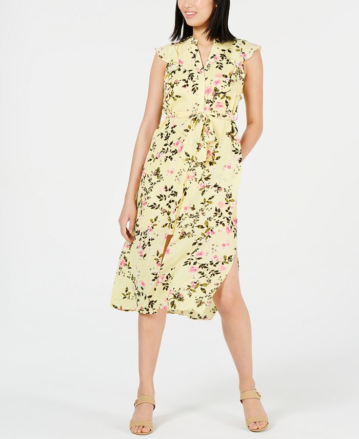 Maison Jules Floral-Print Flutter-Sleeve Midi Dress, Created for Macy's ...