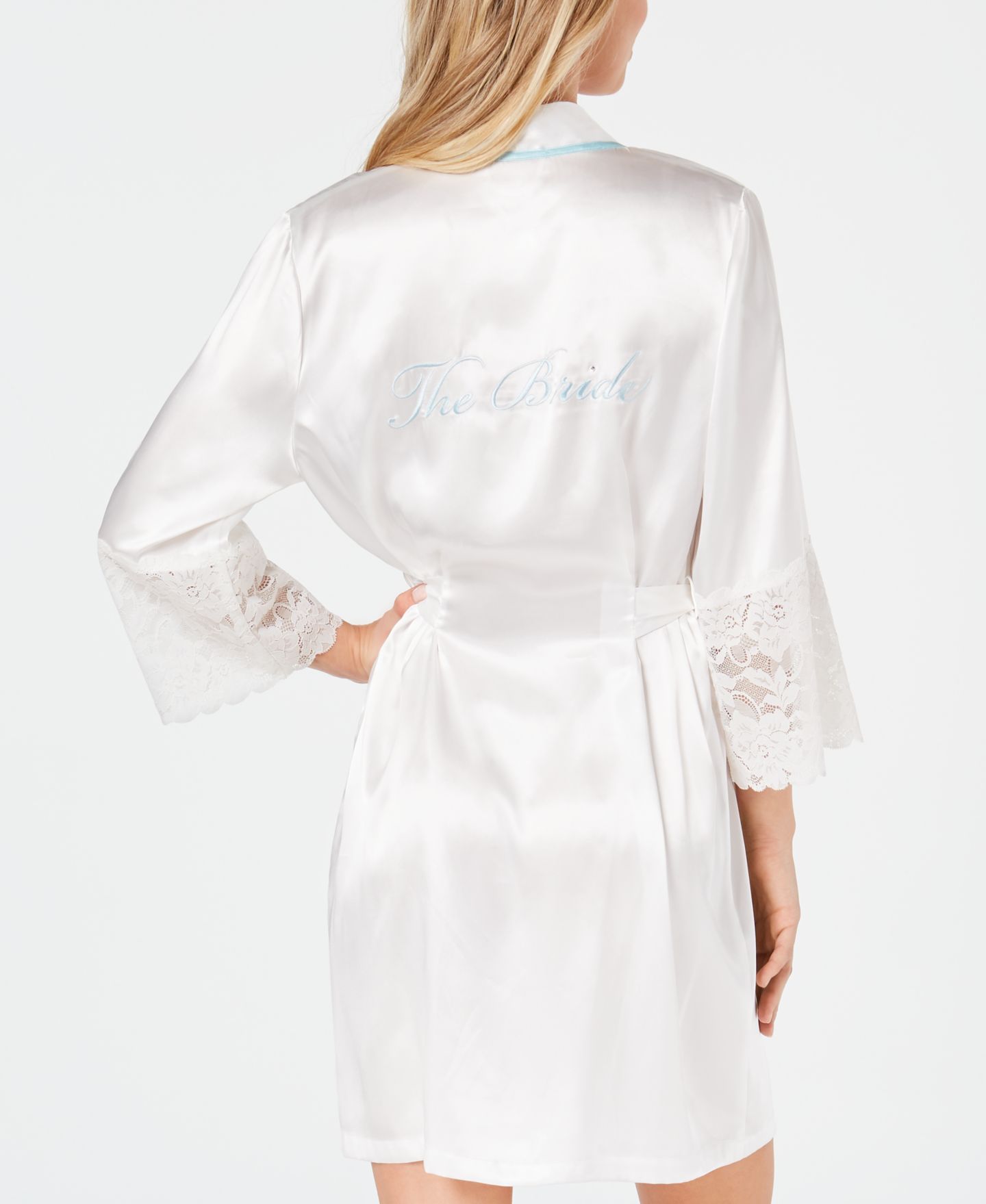 Женский короткий атласный халат Linea Donatella The Bride, цвет: Белый — фото 1