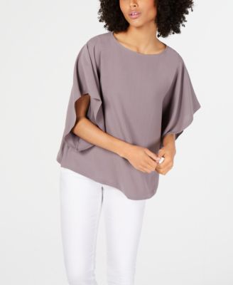 Eileen Fisher - Silk Bateau-Neck Kimono-Sleeve Top