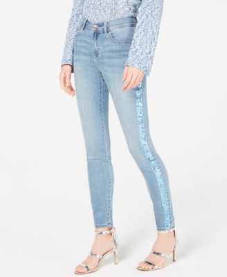 Sequin-Stripe Skinny Jeans, Created 