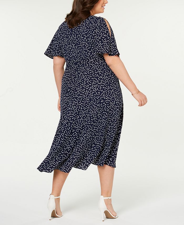 Anne Klein Plus Size Dot-Print Belted Midi Dress - Macy's