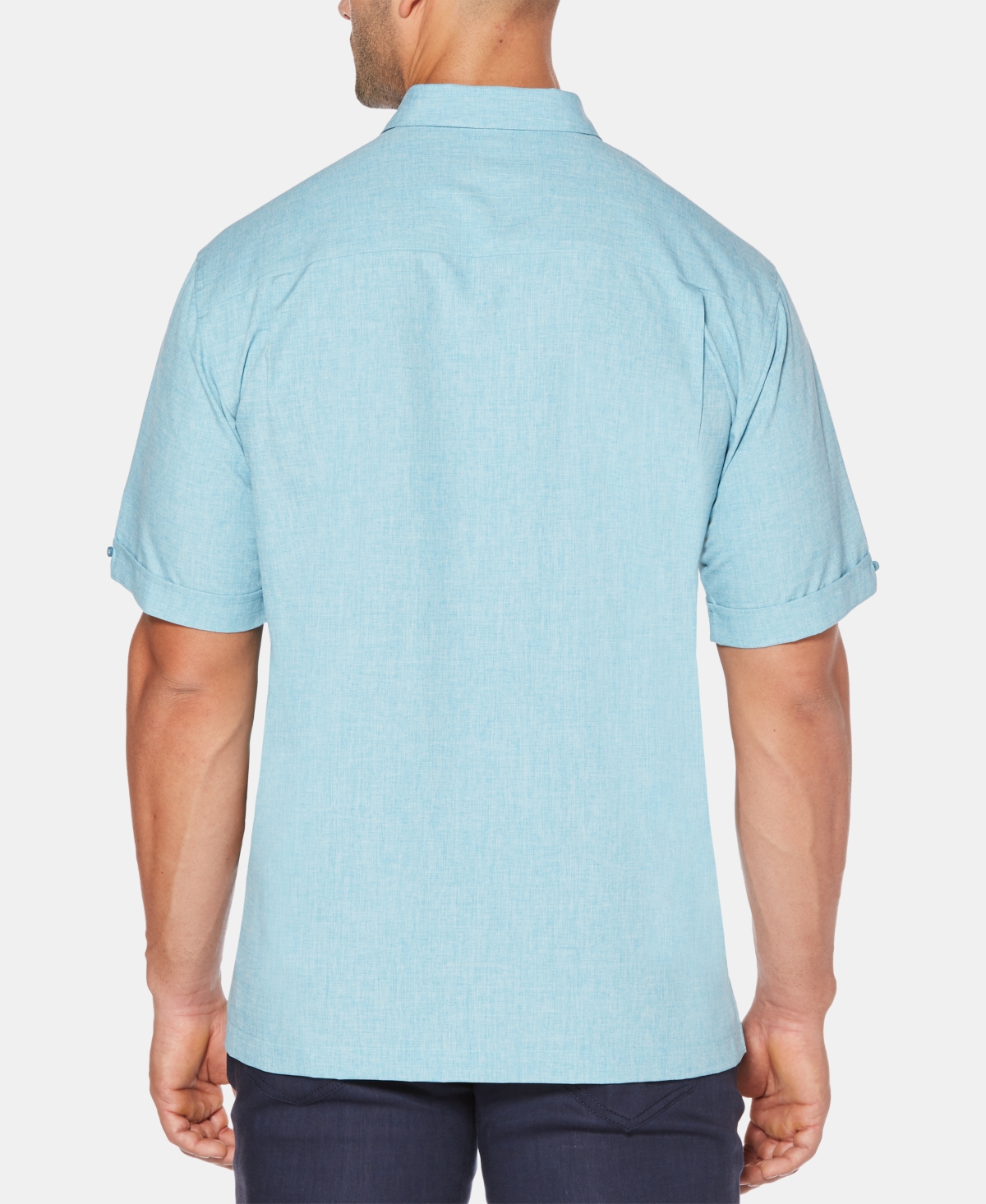 Cubavera Men's Geo Embroidered Panel Chambray Shirt