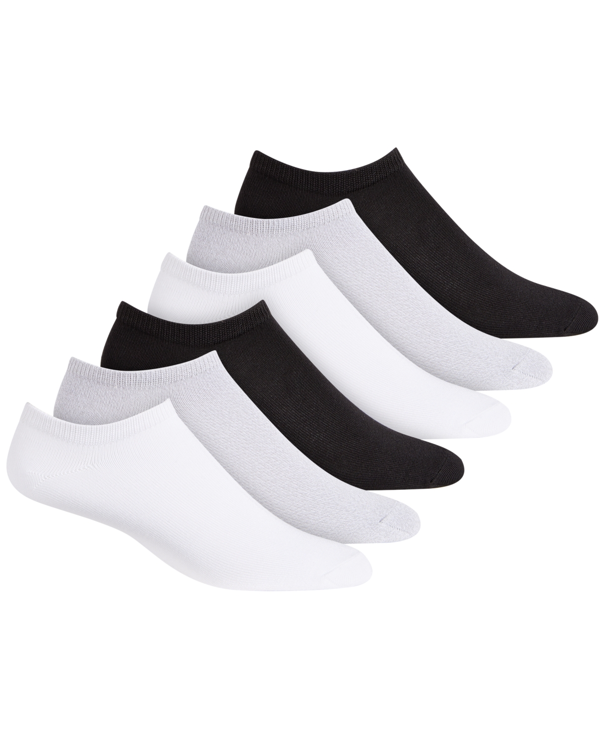 Shop Hue 6 Pack Super-soft Liner Socks In Black,gray,white