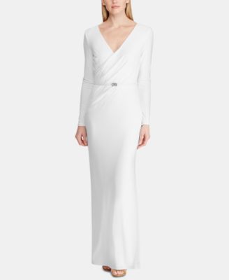Belted Ruched Jersey Gown 