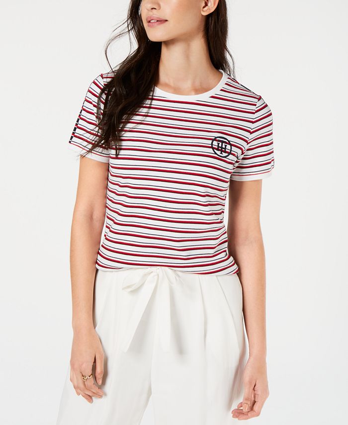 Tommy Hilfiger Two-Tone Striped Top & Reviews - Tops - Women - Macy's