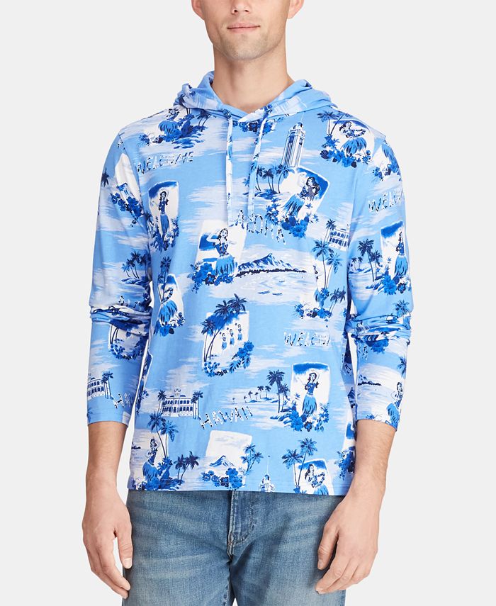 Polo Ralph Lauren Men's Tropical-Print Hooded Long-Sleeve T-Shirt - Macy's