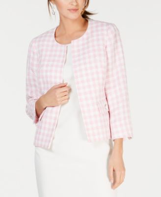 Kasper - Gingham-Print Tweed Jacket