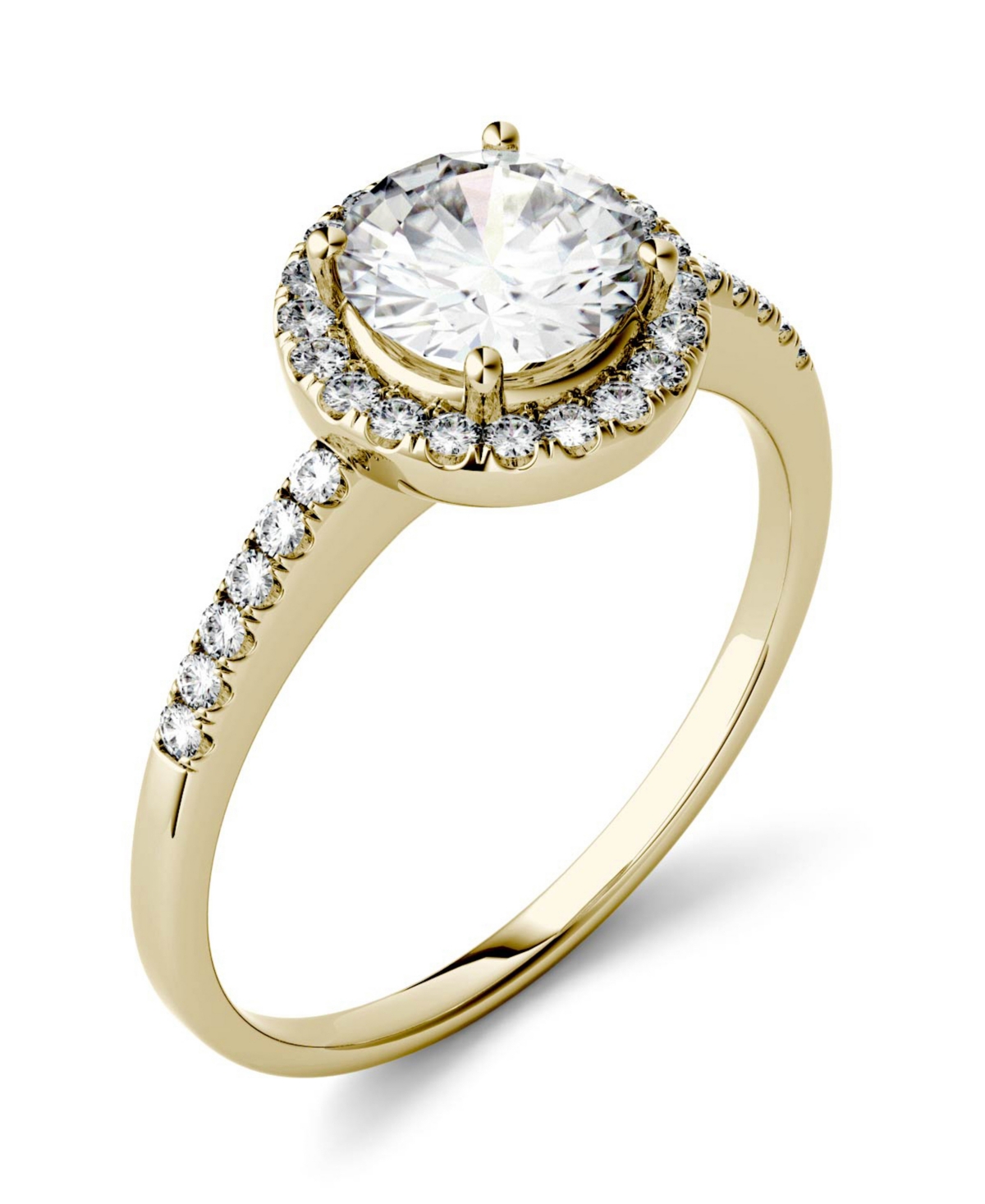 Shop Charles & Colvard Moissanite Round Halo Ring (1-1/3 Ct. T.w. Diamond Equivalent) In 14k Gold Or White Gold Or Rose Gol