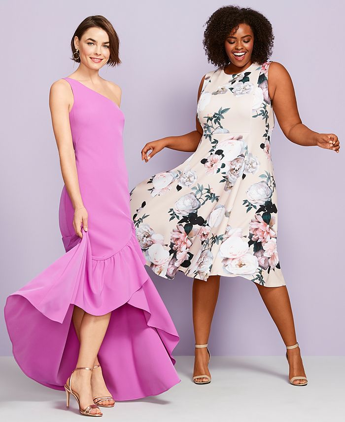 vince camuto ruffled gown