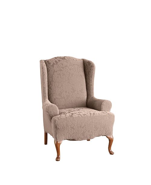 Sure Fit Stretch Jacquard Damask Wing Chair Slipcover & Reviews