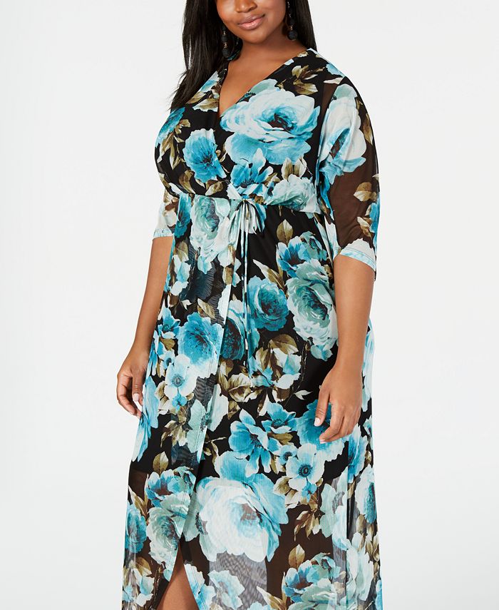 Connected Plus Size Cutaway Floral Maxi Dress - Macy's