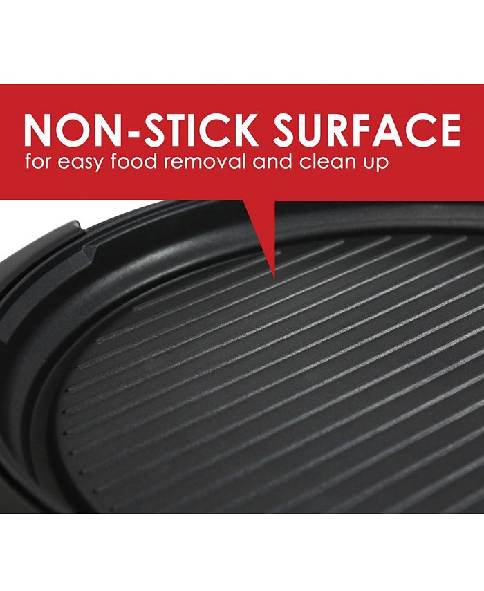 Elite Gourmet 14 inch Smokeless Indoor Electric BBQ Nonstick Grill with Glass Lid, Dishwasher