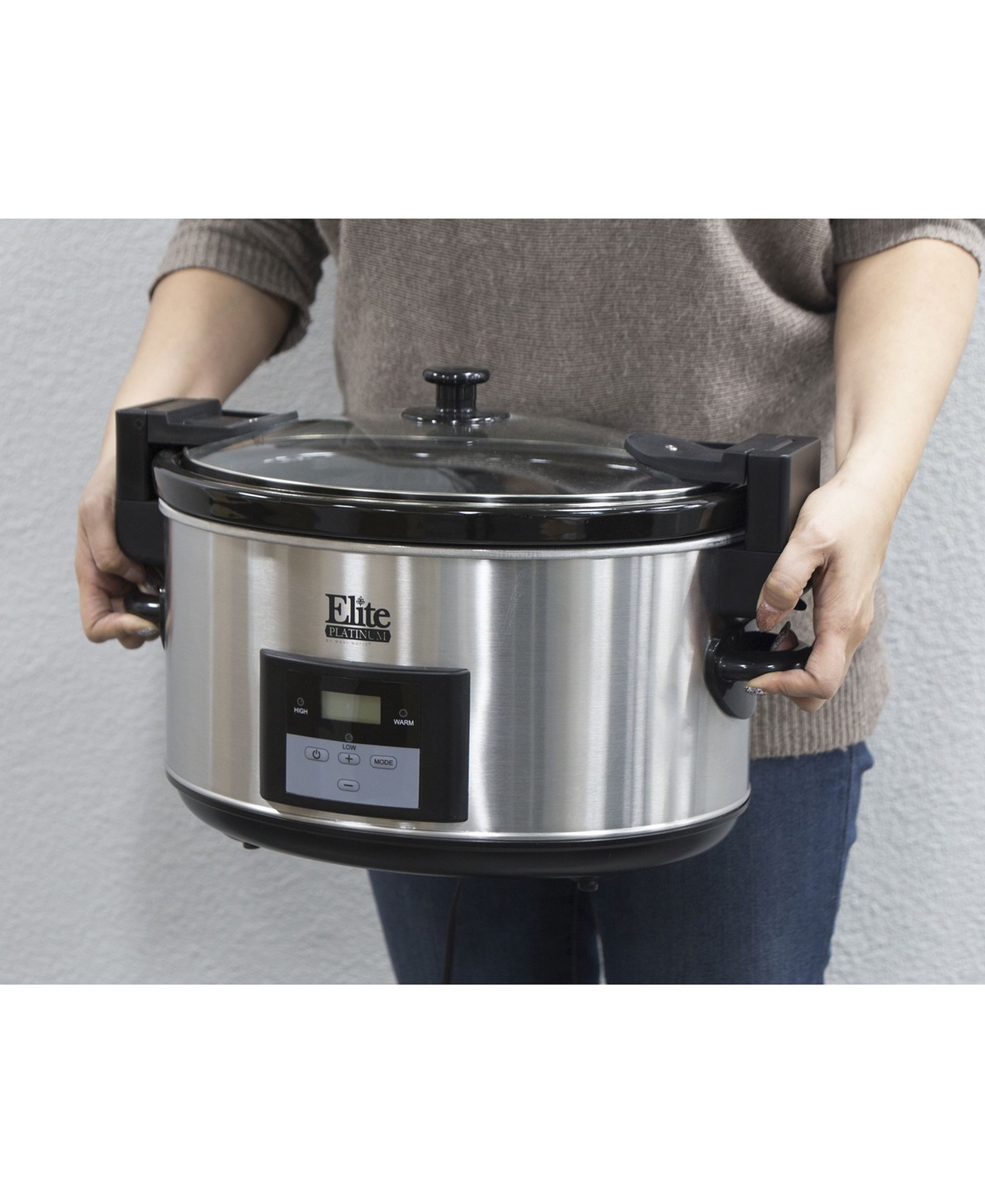 Elite PlatinumProgrammable Slow Cooker with locking lid - Stainless Steel