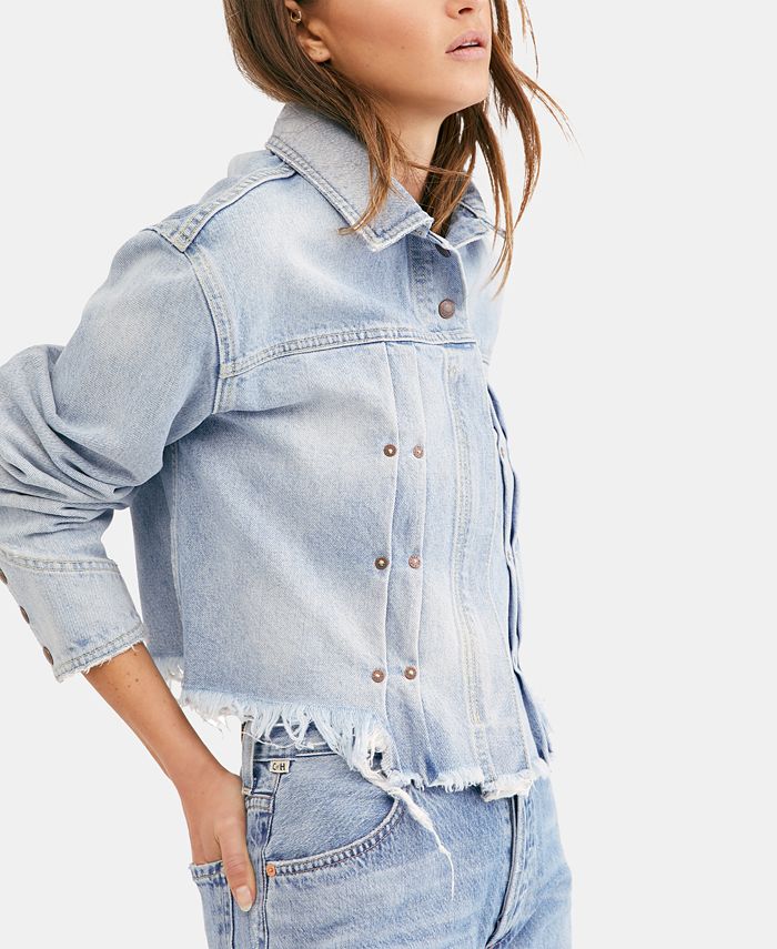 Free People Dillon Cotton Distressed Cropped Denim Jacket Macy s