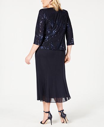 Alex Evenings - Plus Size Sequin Chiffon Dress and Jacket